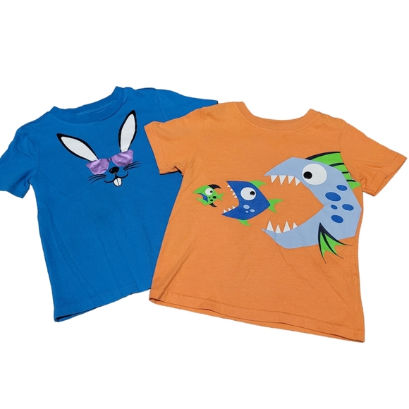 Kids' Blue and Orange Graphic T-Shirts - Picture 1 of 3